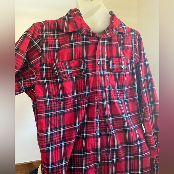 Other - Faded Glory Shirt Mens Sz L (42-44) Blue Red Plaid Flannel Cotton Long Sleeve